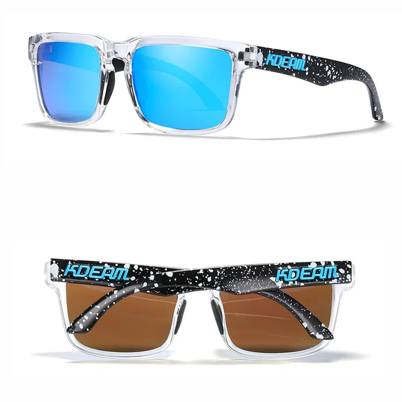 KDEAM Polarized Square Sunglasses — Colorful Lens + Hard Case