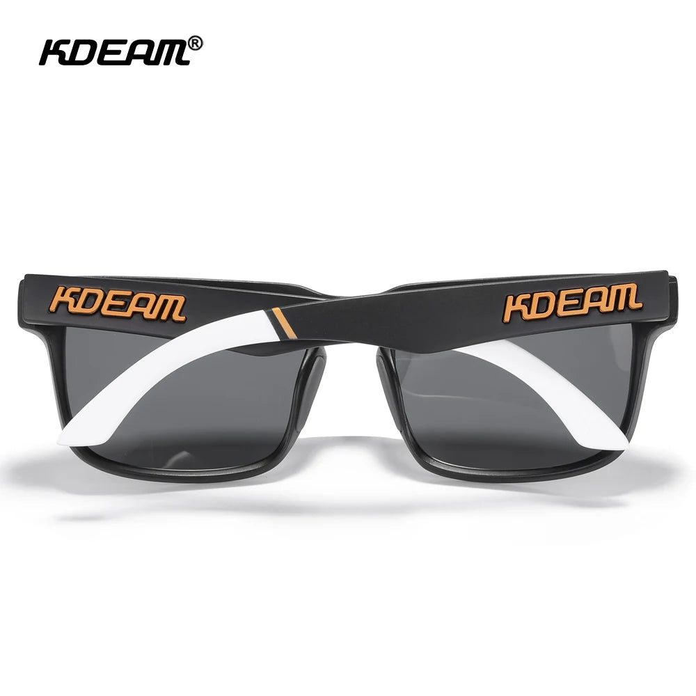 KDEAM Polarized Square Sunglasses — Colorful Lens + Hard Case
