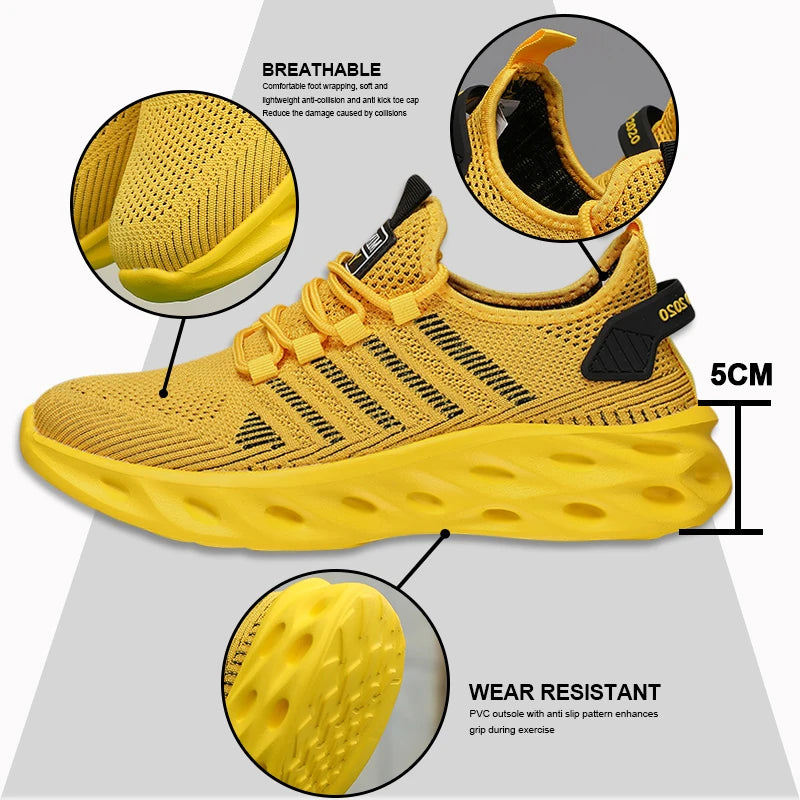 Sneakers Running Unisexe Respirantes - Jaune