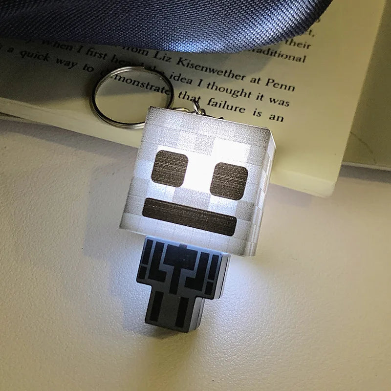 Porte-Clés Minecraft Lumineux - Mini Blocs 3D LED