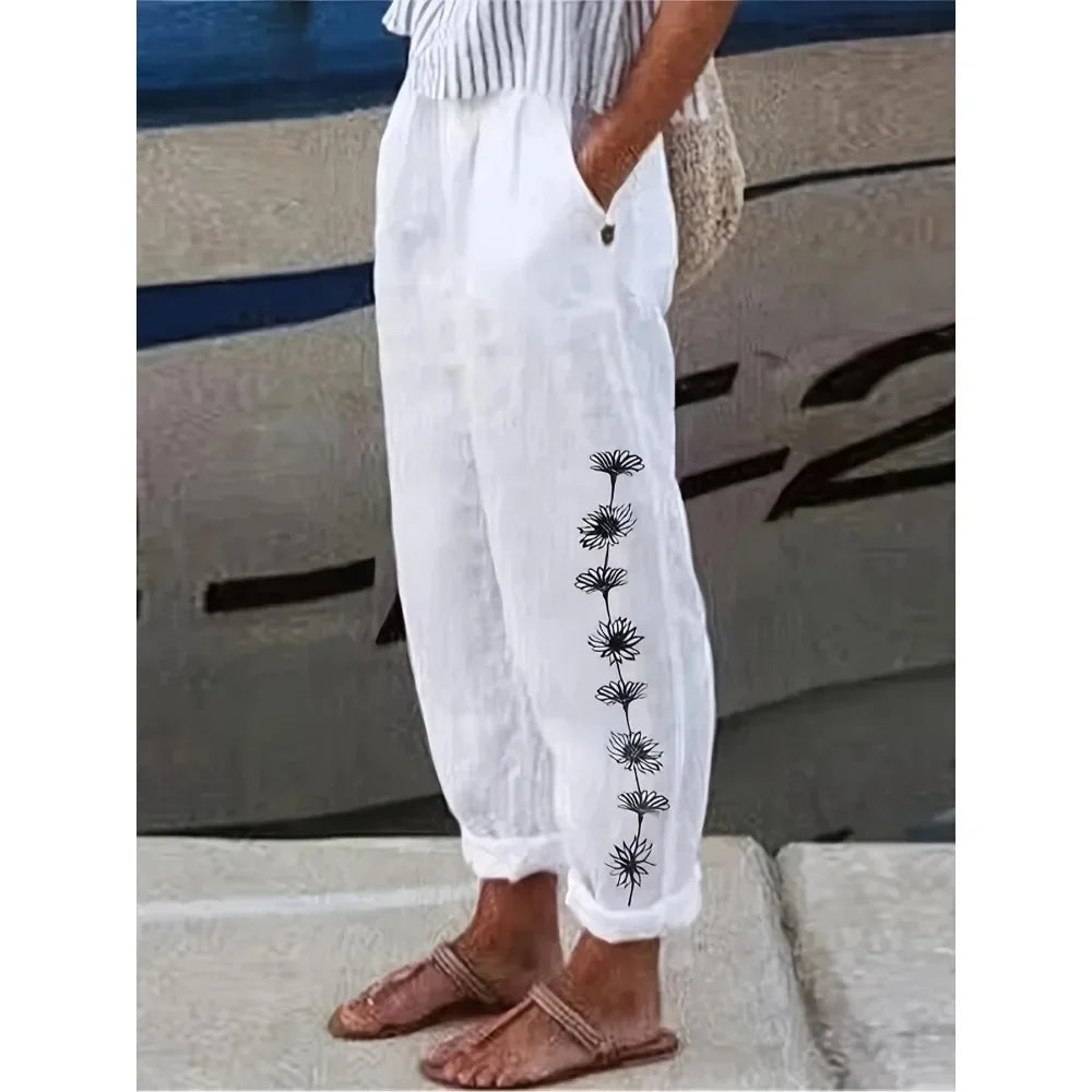 Plus Size 1XL-5XL Women's Print Trousers Comfortable Knitted Long Pants Fashion for All Seasons Fitted Design for Everyday Wear