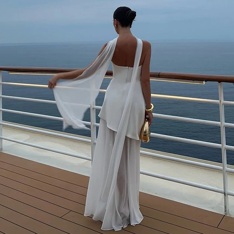 Tornova 2025 Nouvelle robe bustier avec ruban élégante sans manches en maille pour femme, longue robe de plage pour les vacances, mode printemps femme
