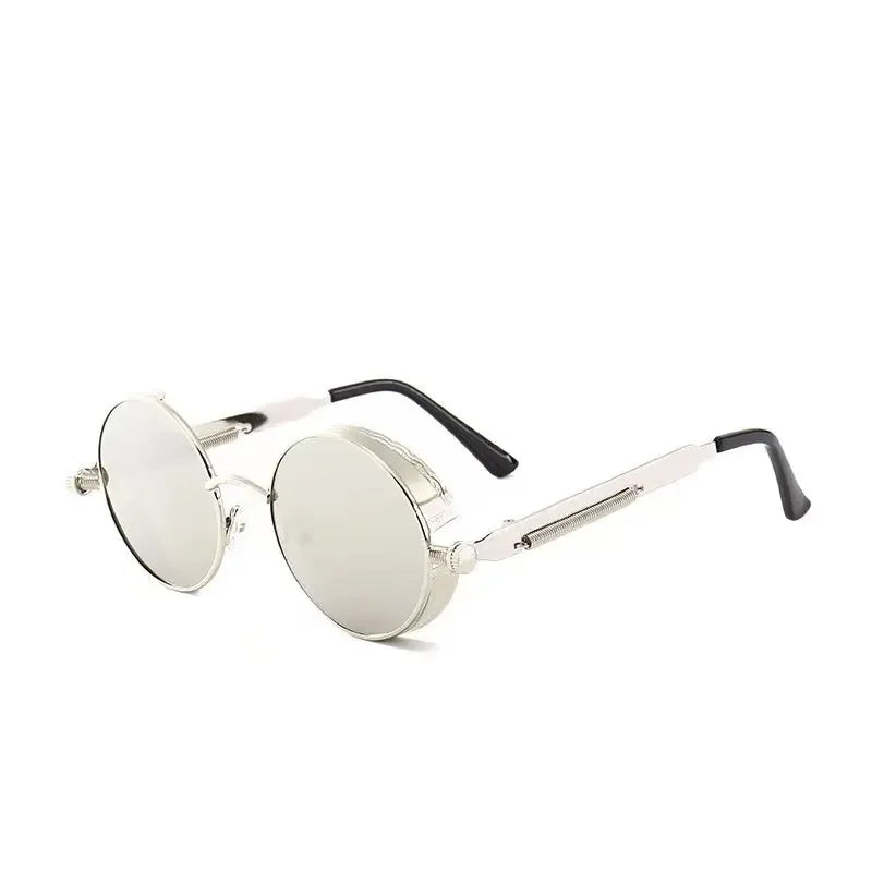 Lunettes de soleil steampunk classiques hommes femmes rétro gothique rond lunettes de soleil pour hommes mode punk fête conduite lunettes de soleil