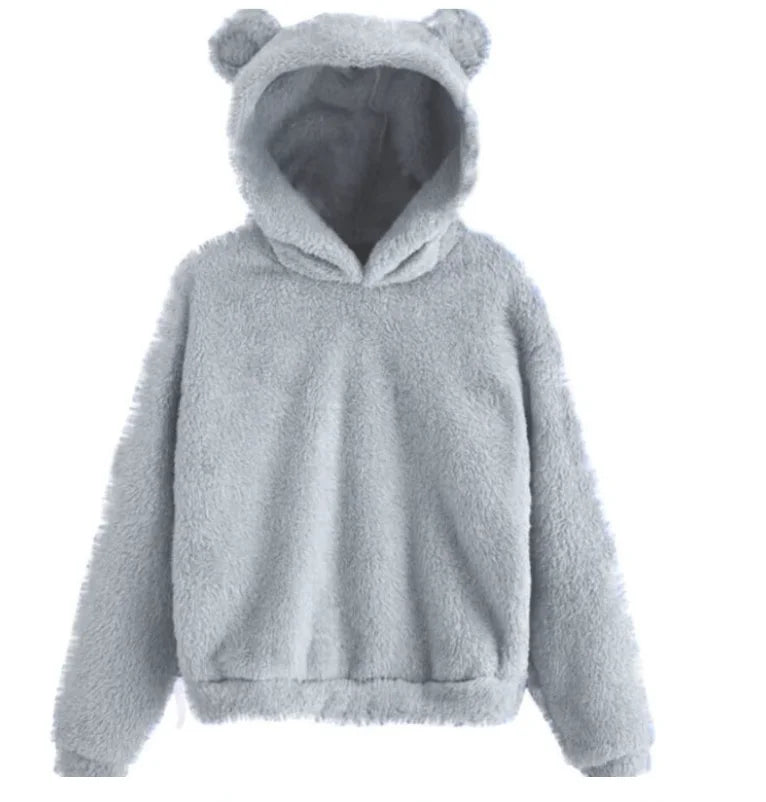Hoodie Femme Oreilles Lapin Peluche - Sweat Chaud Mignon Casual