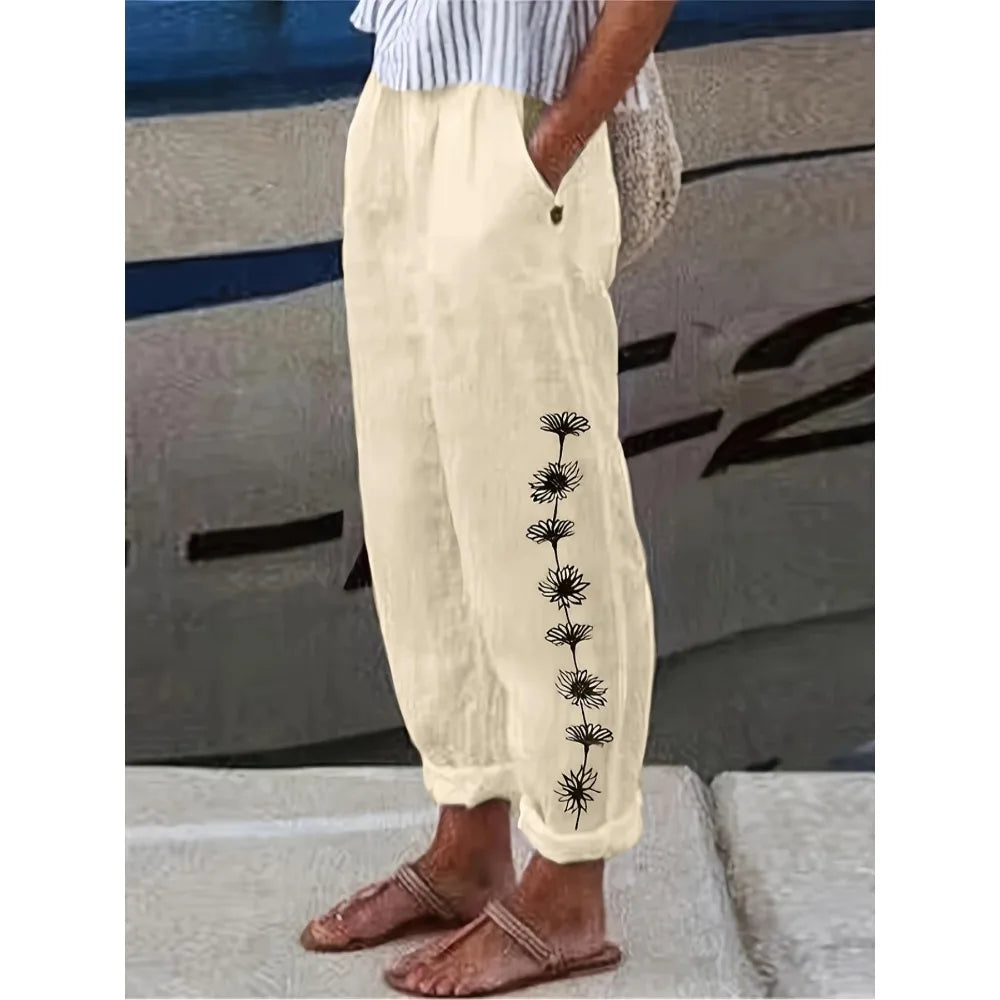 Plus Size 1XL-5XL Women's Print Trousers Comfortable Knitted Long Pants Fashion for All Seasons Fitted Design for Everyday Wear
