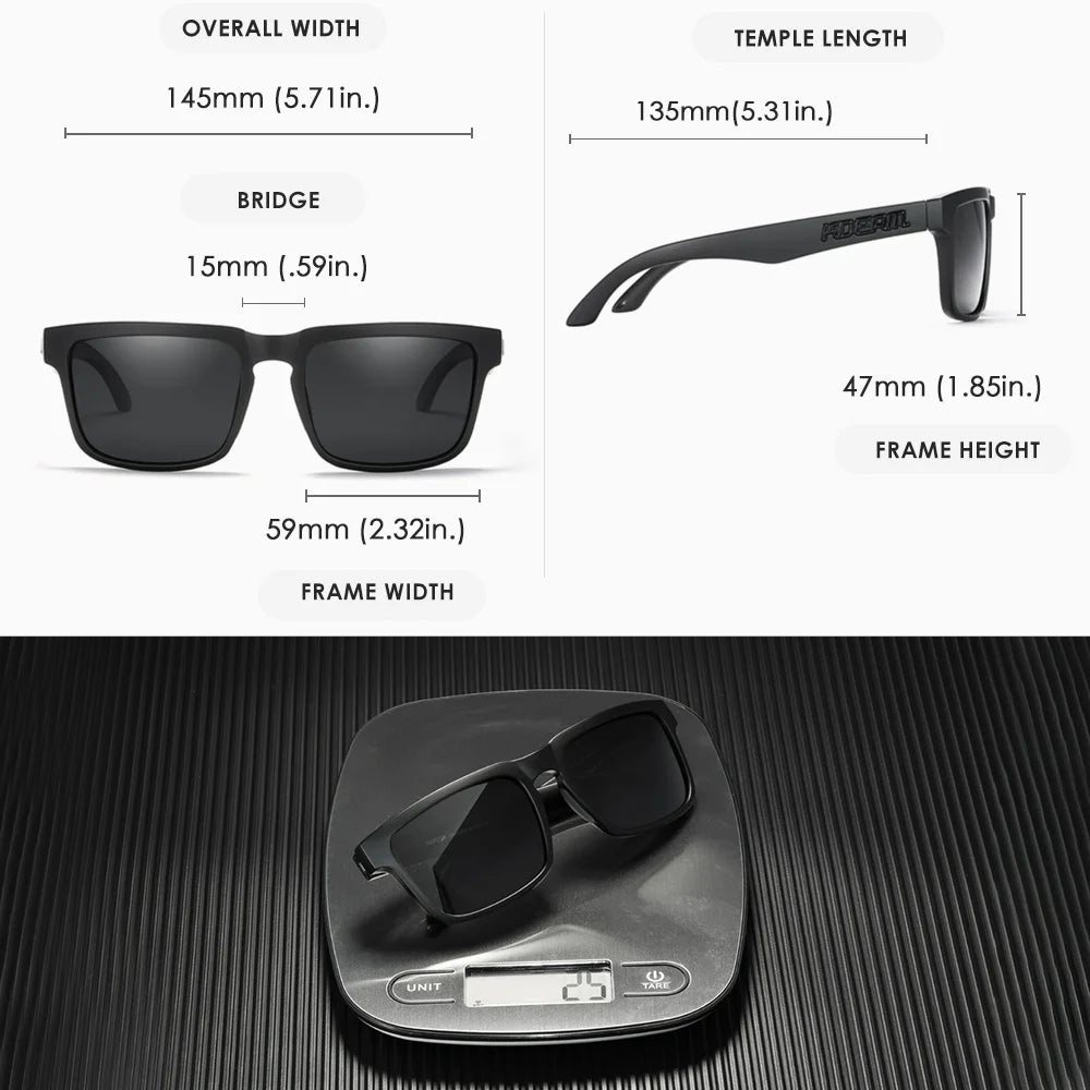 KDEAM Polarized Square Sunglasses — Colorful Lens + Hard Case