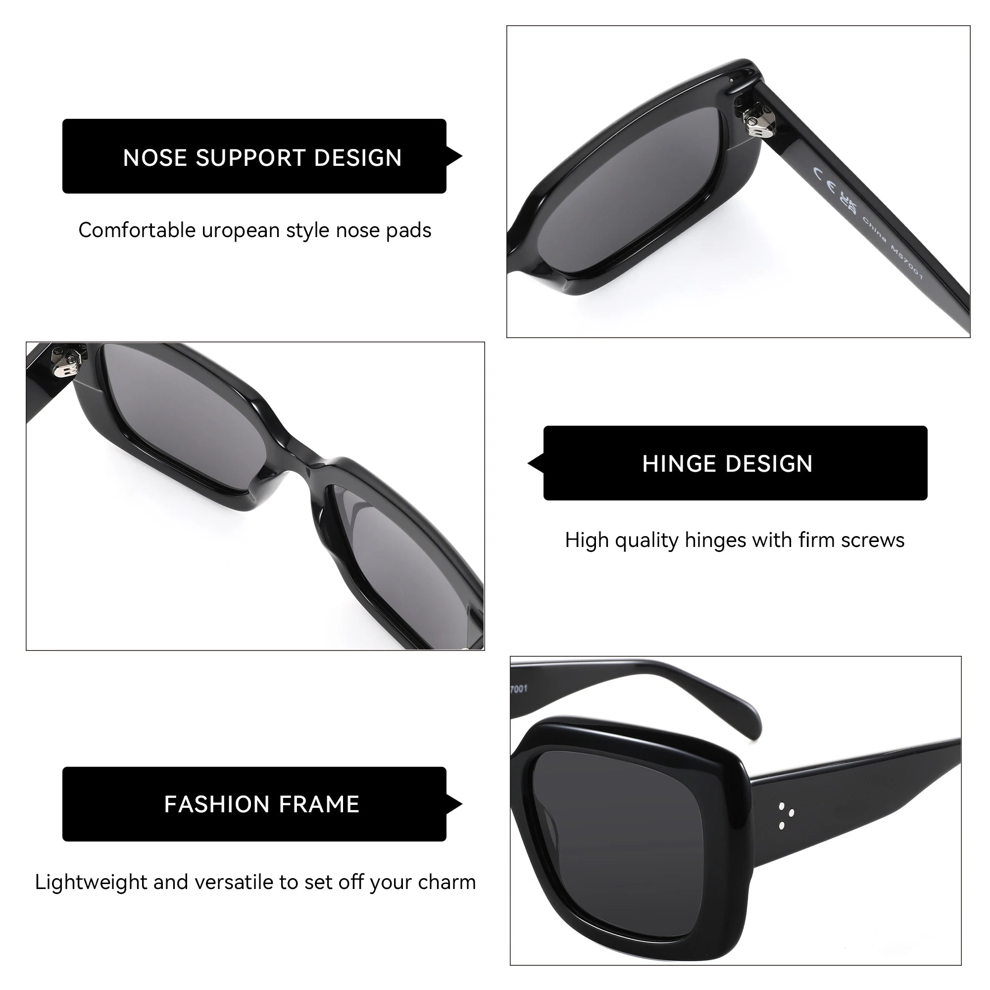 New Arrivals Women Large Rectangle Polarized Sunglasses UV400 Protection Acetate Square Sun Glasses Fashion Shade