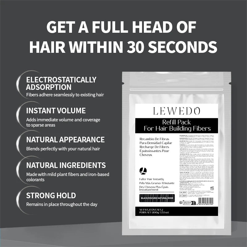 Poudre Densifiante Naturelle Kératine Anti-Calvitie -Fibres Capillaires 100g