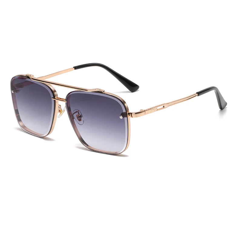 Nouvelles Lunettes de Soleil Dégradées pour Hommes, Monture Métallique Tendance, Grande Taille, Design de Marque, Luxe, Lunettes de Soleil Homme