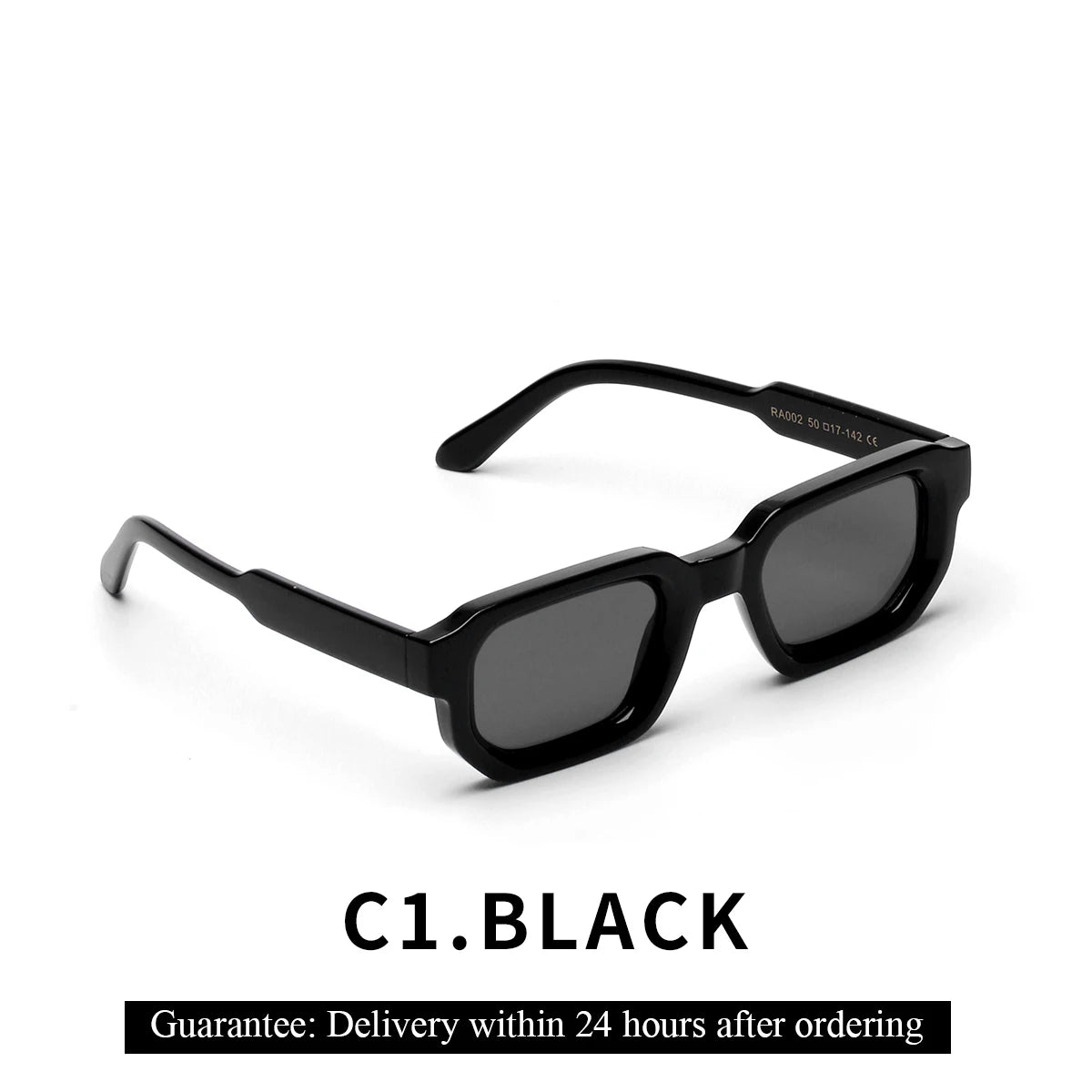 Ruiao Luxury Square Sunglasses for Men – Designer Black Shades UV400