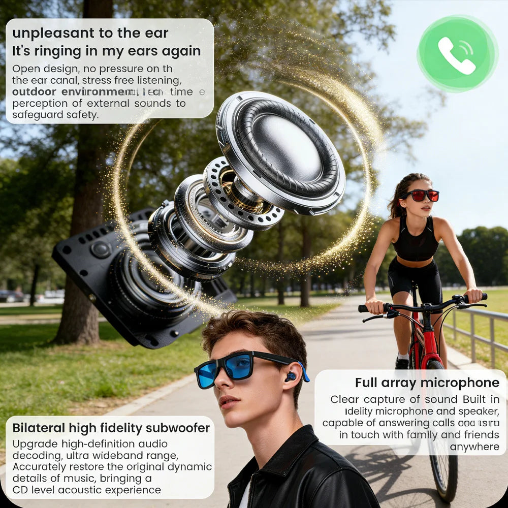 Nouvelles Lunettes Audio Intelligentes Bluetooth Lunettes de Soleil Commande Tactile Verres Photochromiques Double Micro Annulation du Bruit Son Clair Appels Mains Libres
