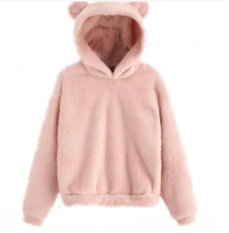 Hoodie Femme Oreilles Lapin Peluche - Sweat Chaud Mignon Casual