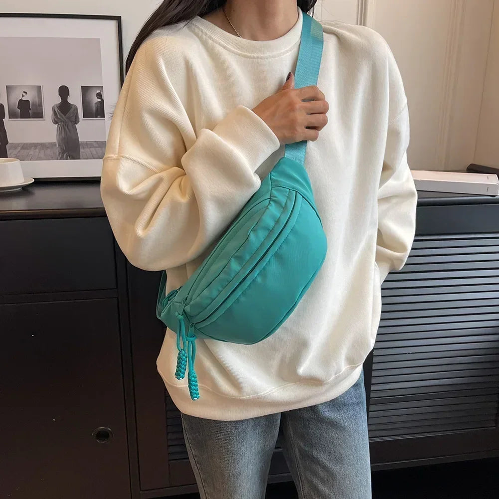 Chest Banana Bag for Women Sling Crossbody Waist Pack Canvas Running Waist Bag Casual Fanny Packs Sport Half Moon Belt Bag