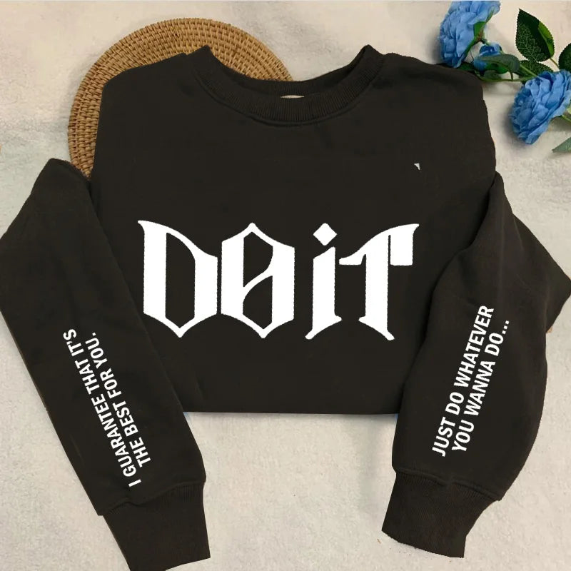 Do It Crewneck Sweatshirt Women Men Pink Kpop Fan Merch SKZ Sweatshirts Pullover Long Sleeve Hoodies Streewear Woman Clothing