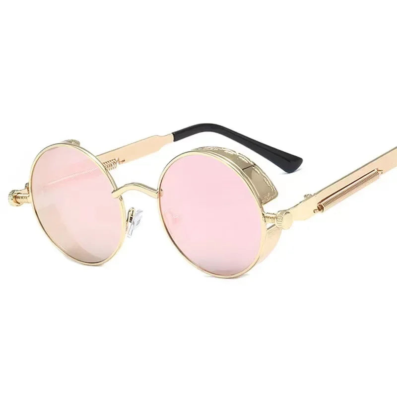 Lunettes de soleil steampunk classiques hommes femmes rétro gothique rond lunettes de soleil pour hommes mode punk fête conduite lunettes de soleil