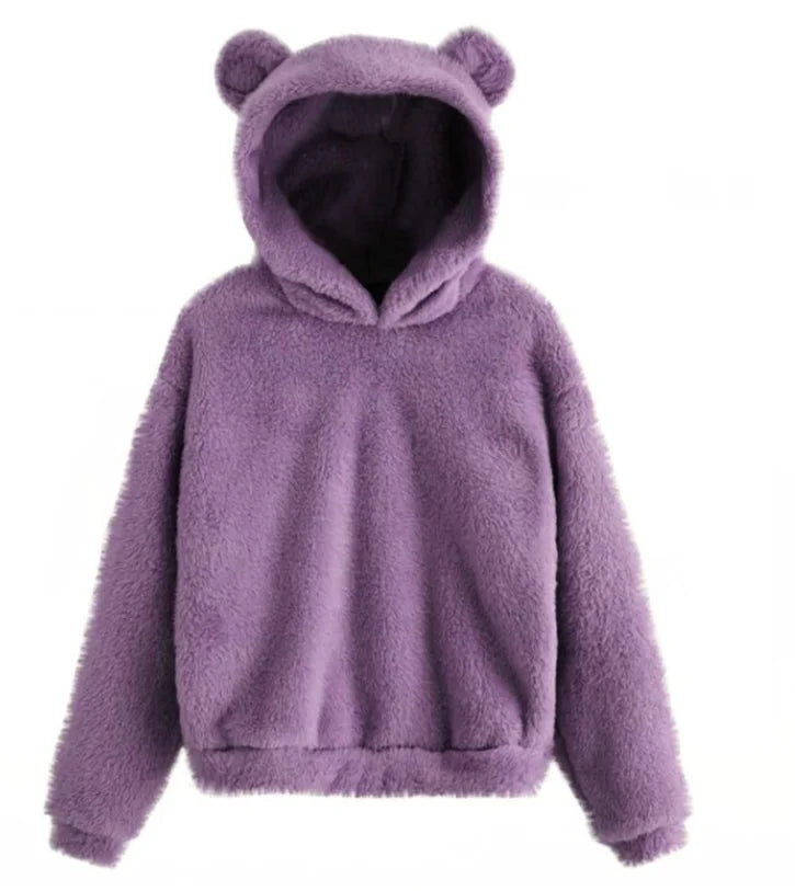 Hoodie Femme Oreilles Lapin Peluche - Sweat Chaud Mignon Casual