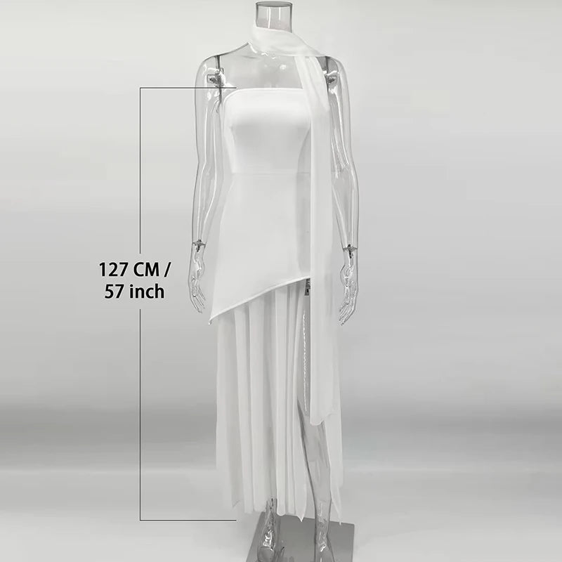 Tornova 2025 Nouvelle robe bustier avec ruban élégante sans manches en maille pour femme, longue robe de plage pour les vacances, mode printemps femme