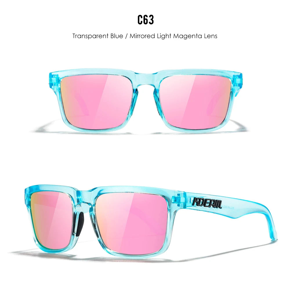 KDEAM Polarized Square Sunglasses — Colorful Lens + Hard Case