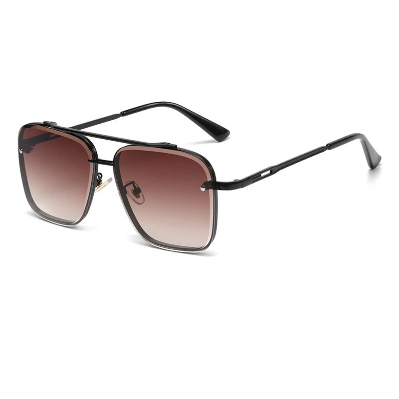 Nouvelles Lunettes de Soleil Dégradées pour Hommes, Monture Métallique Tendance, Grande Taille, Design de Marque, Luxe, Lunettes de Soleil Homme