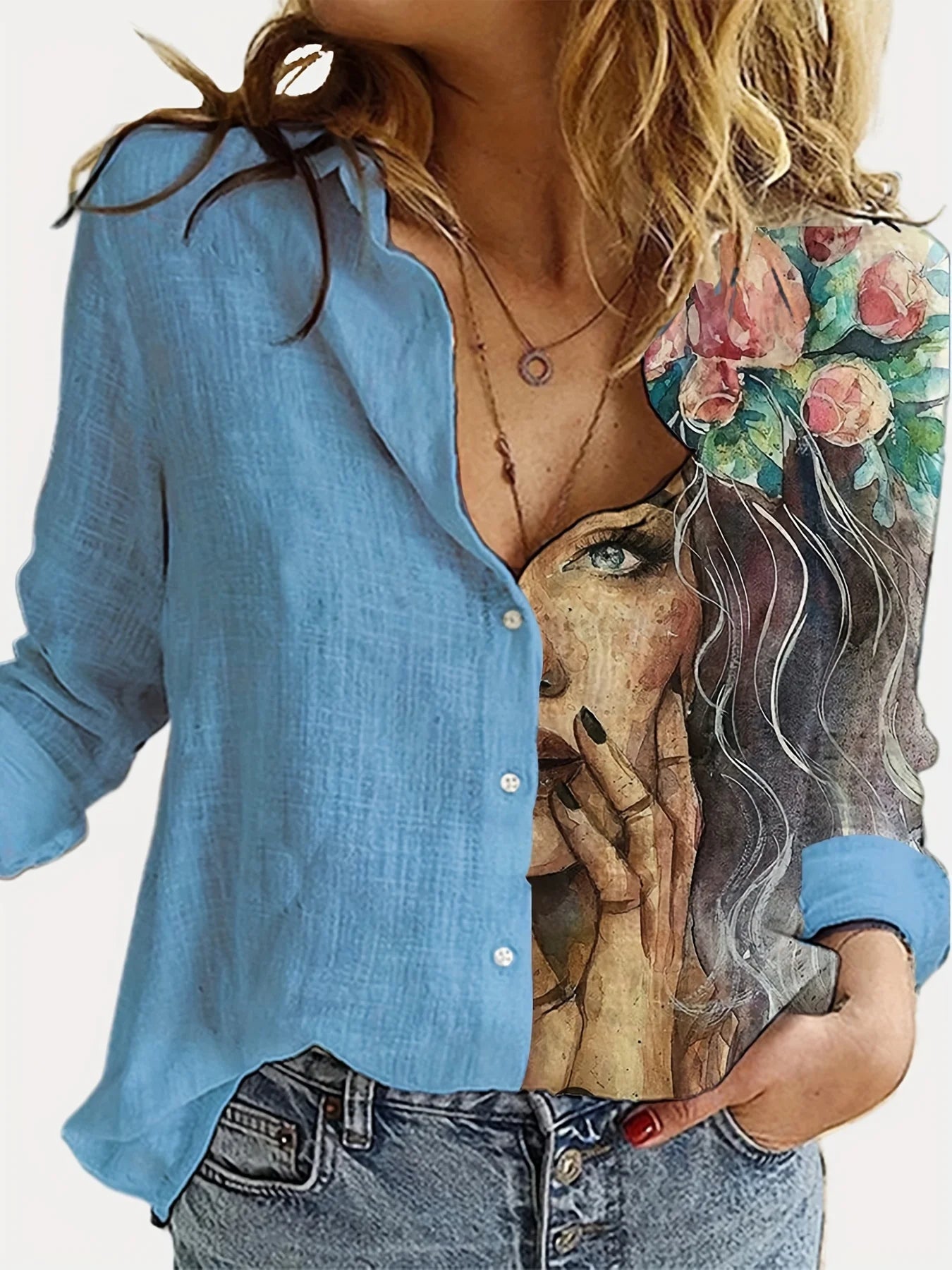 Women's High Neck Long Sleeve Top – Elegant Vintage Style