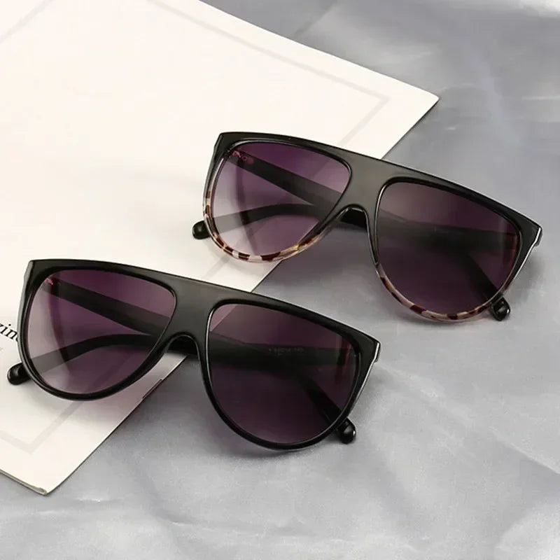 Lunettes de soleil oversize rétro pour femmes 2026 Marque Lunette Soleil Femme Grande monture à dessus plat Lunettes de créateur Teintes vintage