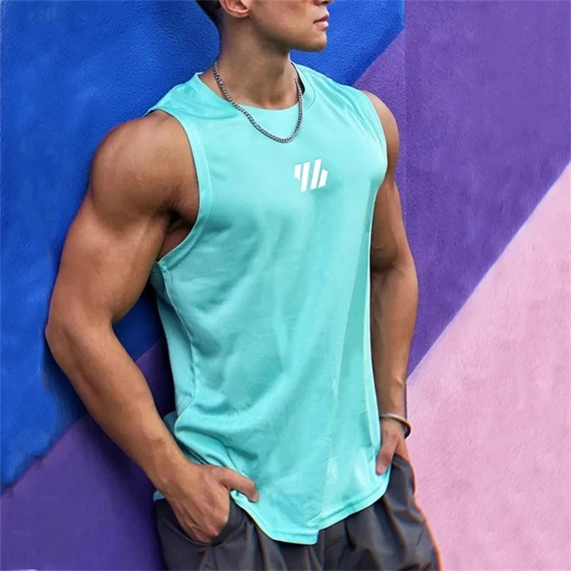 2026 newest Summer Gym Vest High Quality mesh Shirt Sleeveless T-shirts Men Tank Tops running Fitness Sports Vest men Clothing