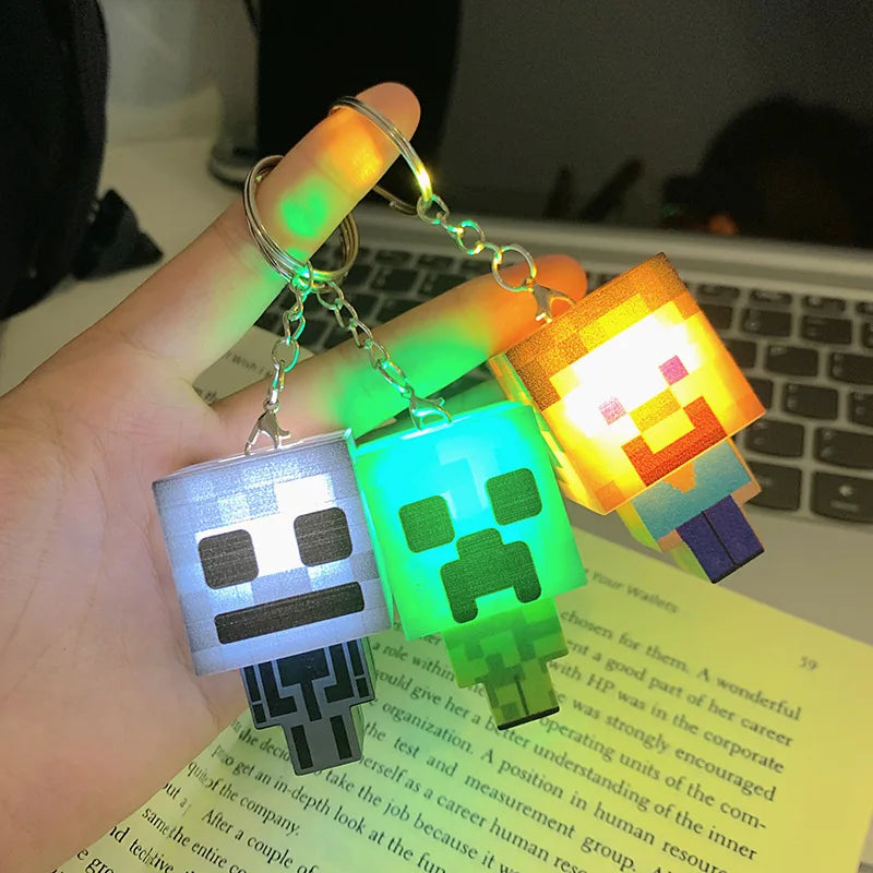 Porte-Clés Minecraft Lumineux - Mini Blocs 3D LED