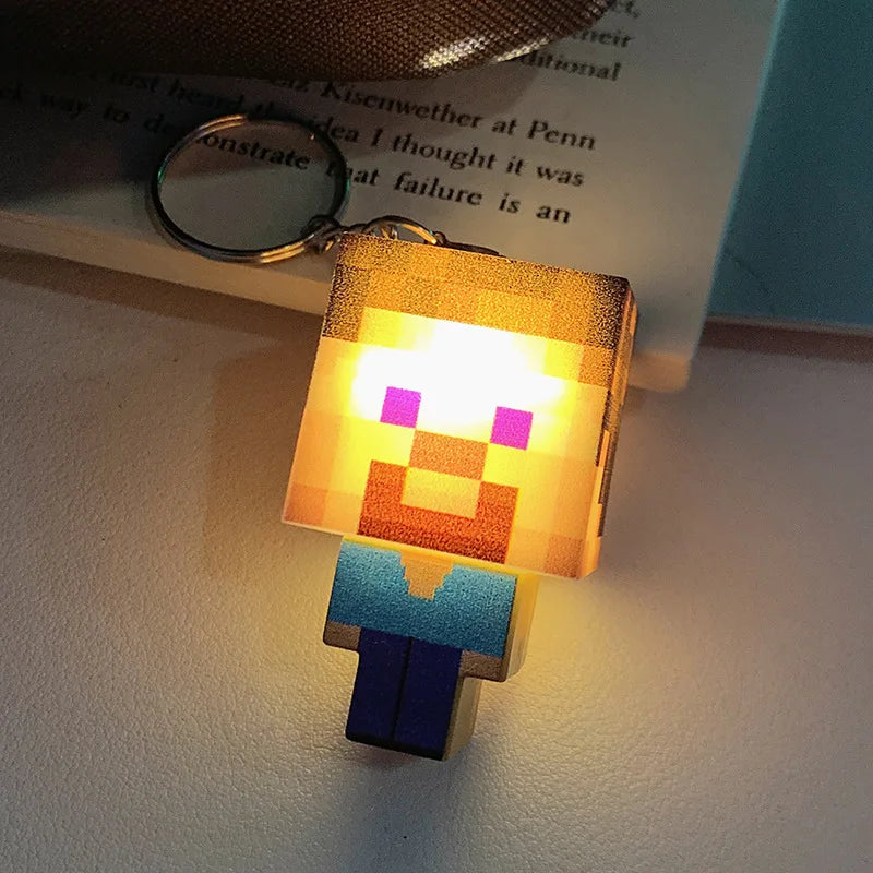 Porte-Clés Minecraft Lumineux - Mini Blocs 3D LED