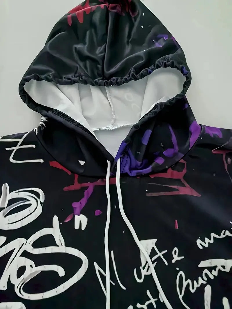 Men's 3D Graffiti Hoodie Set – Casual Spring/Autumn Sweatshirt