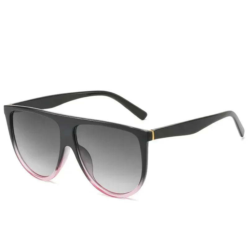 Lunettes de soleil oversize rétro pour femmes 2026 Marque Lunette Soleil Femme Grande monture à dessus plat Lunettes de créateur Teintes vintage