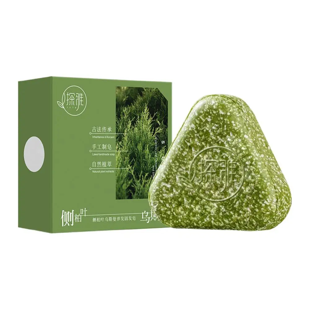 Usman Grass & Platycladus Herbal Shampoo Soap Natural Hair Loss Treat Strengthens Roots Controls Oil Cleanses Scalp Hair Growth