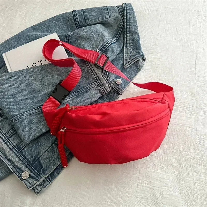 Chest Banana Bag for Women Sling Crossbody Waist Pack Canvas Running Waist Bag Casual Fanny Packs Sport Half Moon Belt Bag