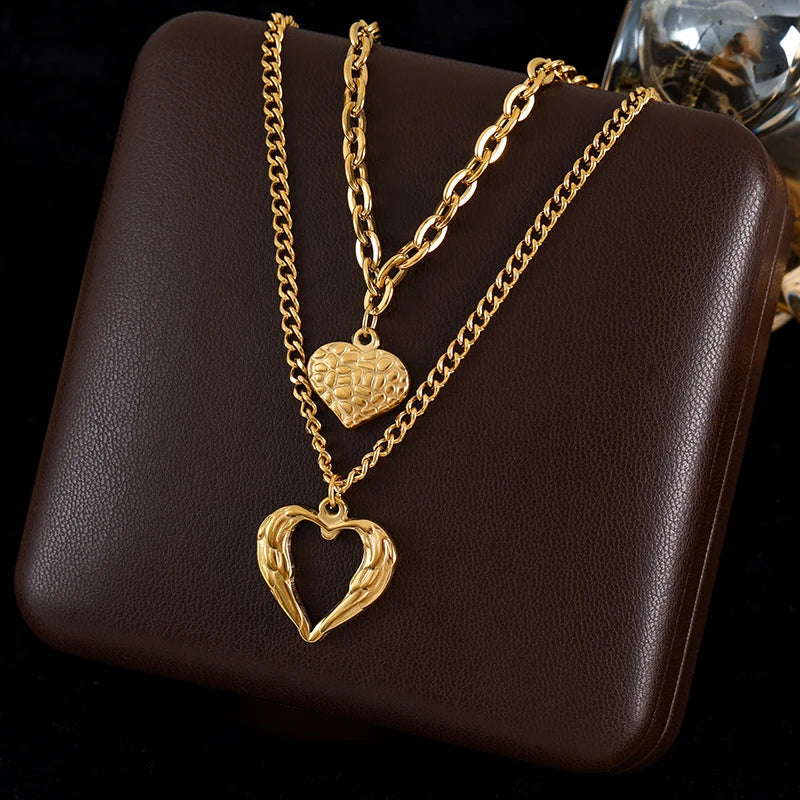 Heart-Shaped Rhinestone Choker Necklace – Waterproof Stainless Steel | GANEMLY