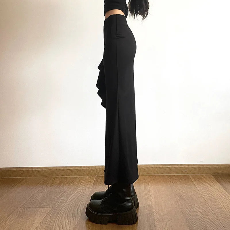 Jupe fendue lacée femme – Coupe ajustée, Longueur cheville, Style chic décontracté