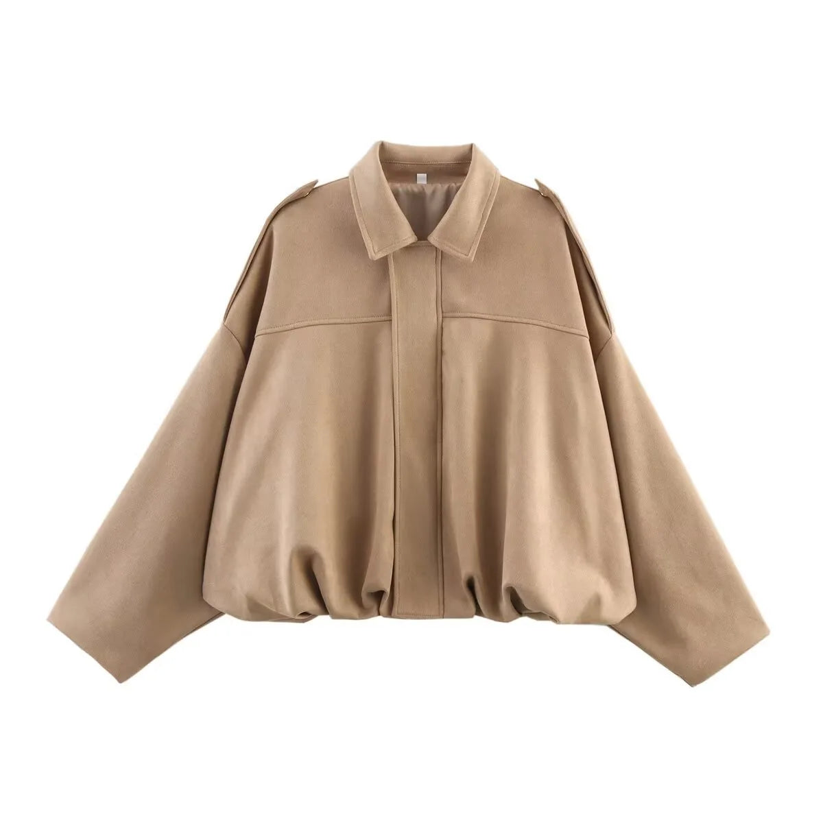 Women's Bomber Jacket – Suede Zip-Up Long Sleeves with Pockets | Streetwear Style
