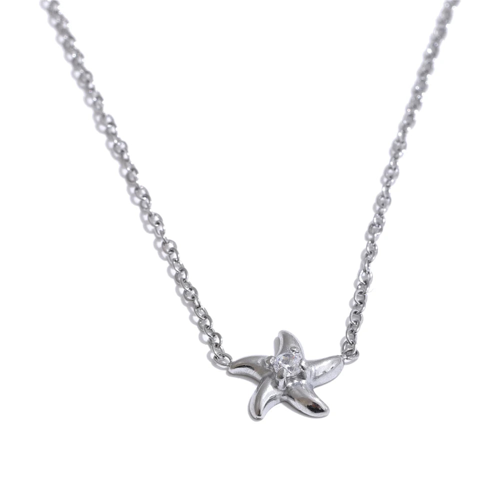 Starfish Necklace & Bracelet – Cubic Zirconia & Gold Plated Stainless Steel | Yhpup