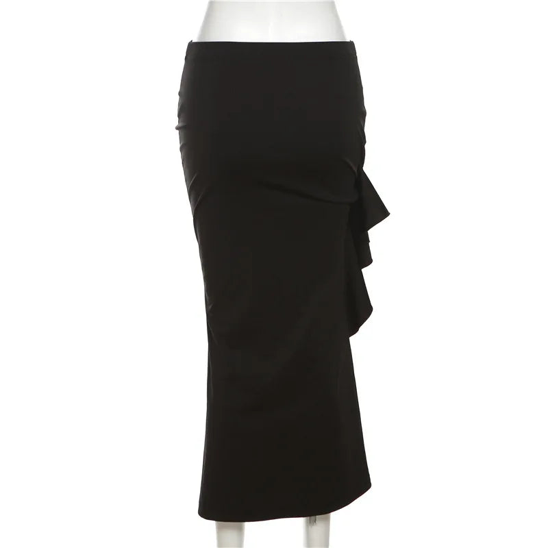 Jupe fendue lacée femme – Coupe ajustée, Longueur cheville, Style chic décontracté
