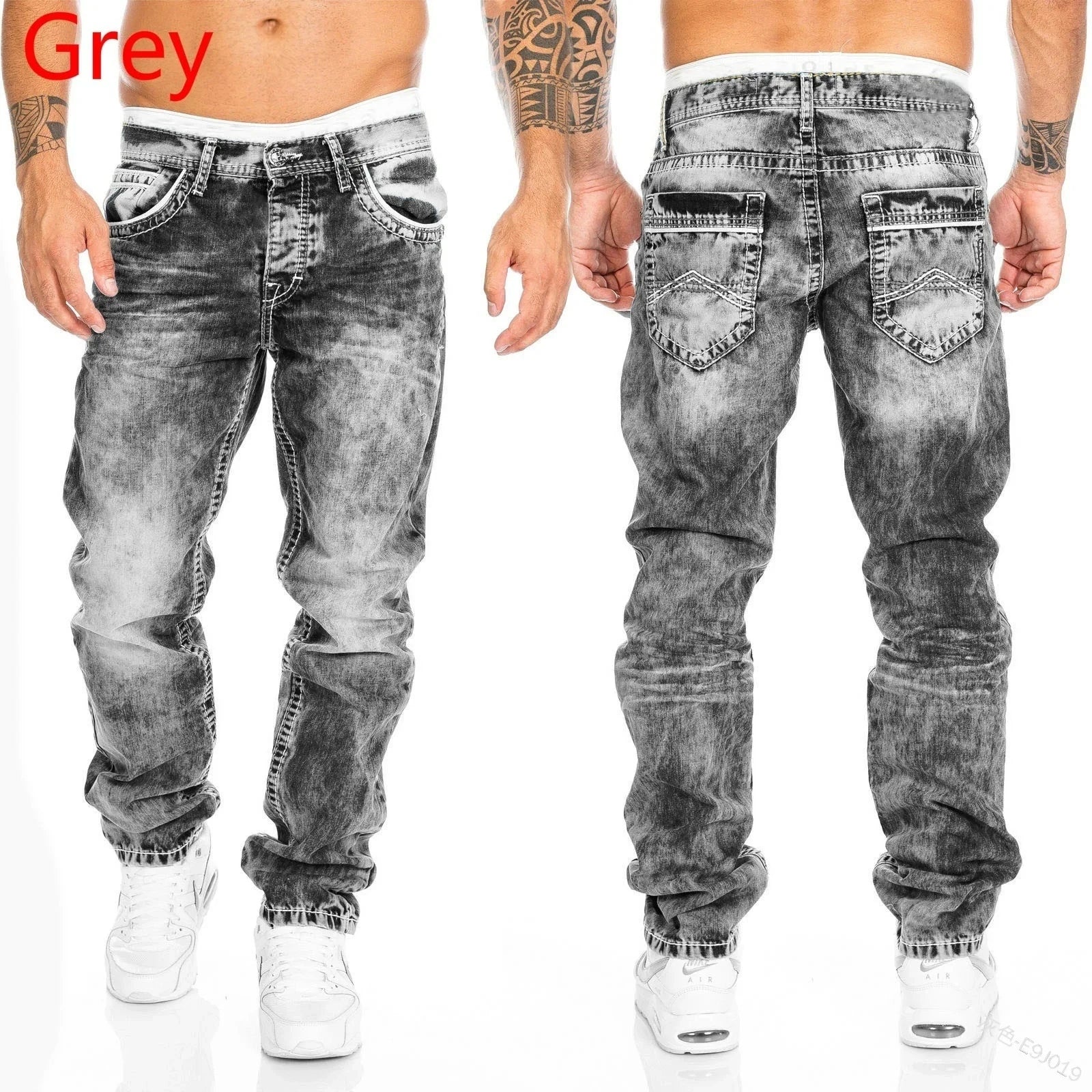 Men's Stretch Straight Leg Jeans – Casual Streetwear Denim for All Seasons