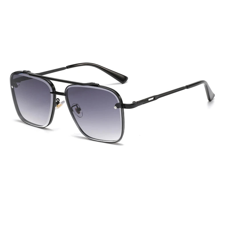 Nouvelles Lunettes de Soleil Dégradées pour Hommes, Monture Métallique Tendance, Grande Taille, Design de Marque, Luxe, Lunettes de Soleil Homme