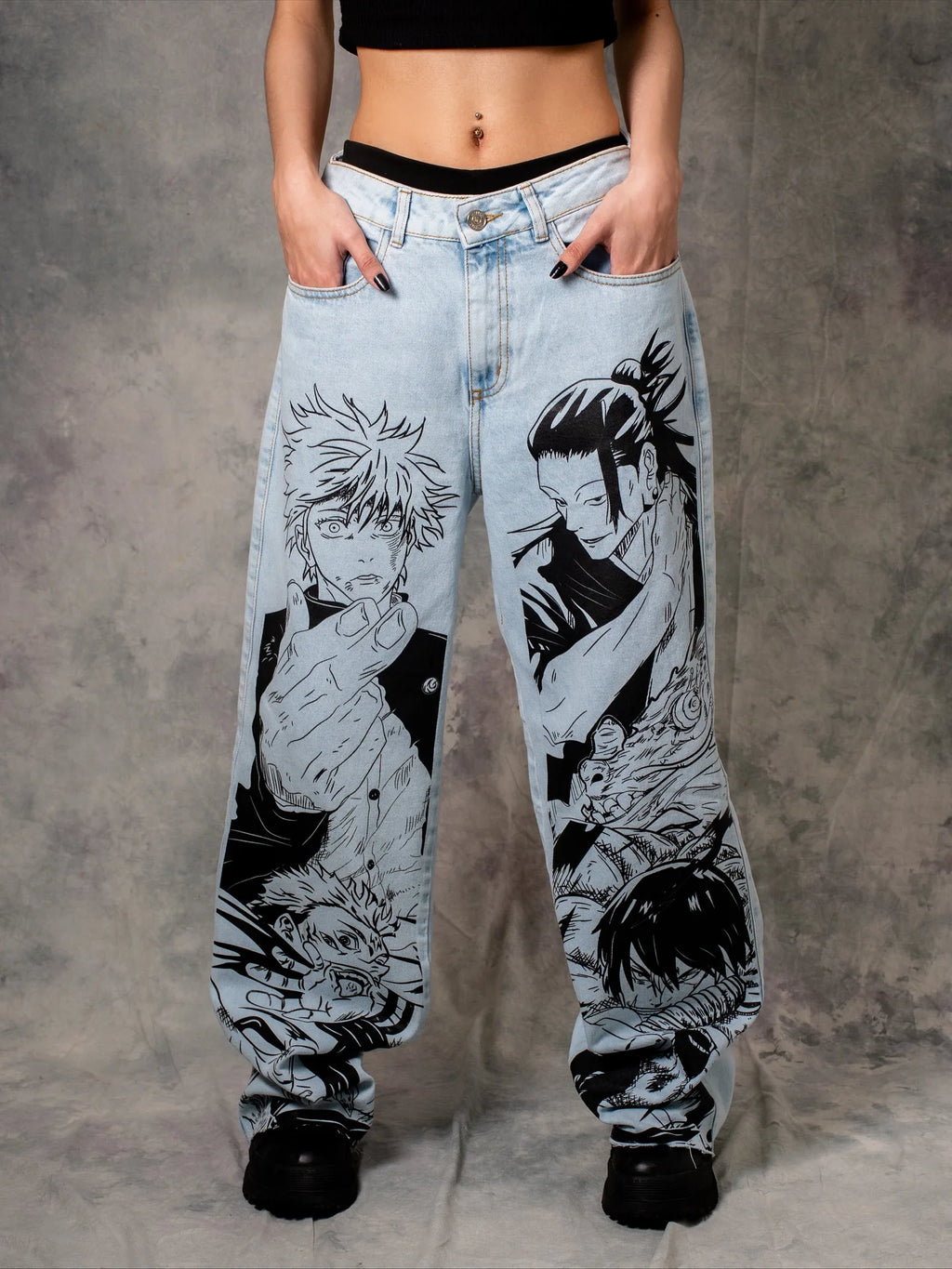 Jean Jujutsu Kaisen Streetwear mixte - Pantalon Large Harajuku Y2K