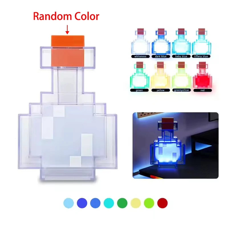 Lampe Potion Minecraft - Veilleuse LED 7 Couleurs Rechargeable