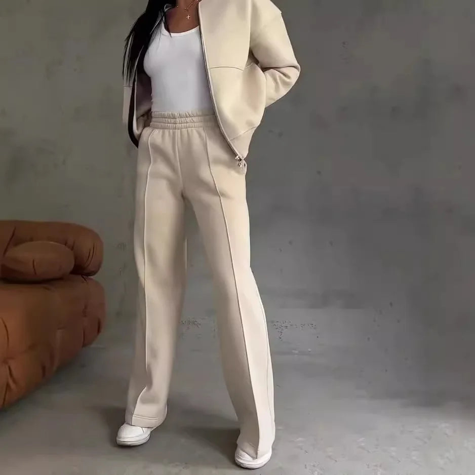 Ensemble Femme 2 Pièces Casual - Veste Zippée Pantalon Poches Automne 2025