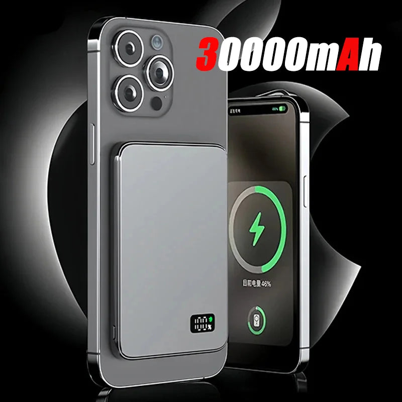 For IPHONE Ultra-thin 500000mAh Mobile Power Bank MagSafe Magnetic Wireless Fast Charging Portable Electronic Display For iPhone