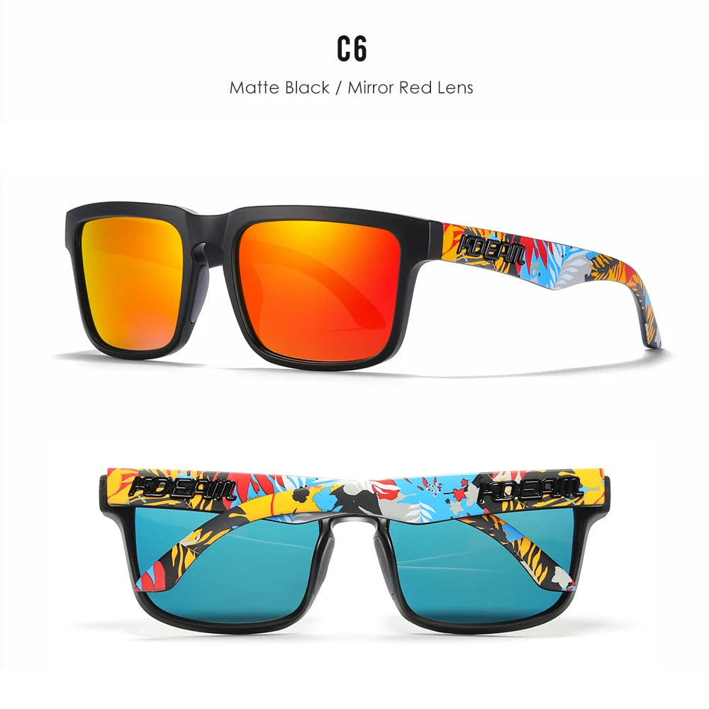 KDEAM Polarized Square Sunglasses — Colorful Lens + Hard Case