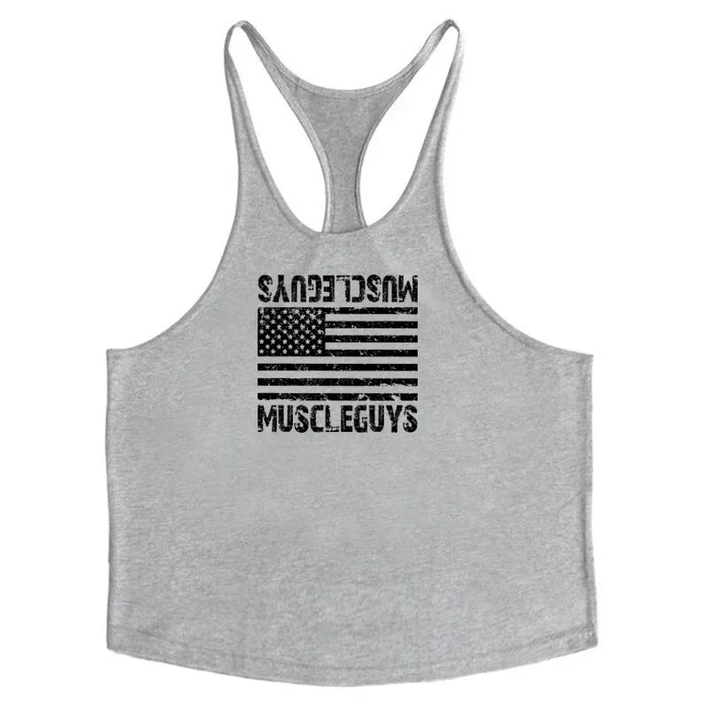 Bodybuilding stringer tank top man Cotton Gym sleeveless shirt men Fitness Vest Singlet sportswear workout tanktop
