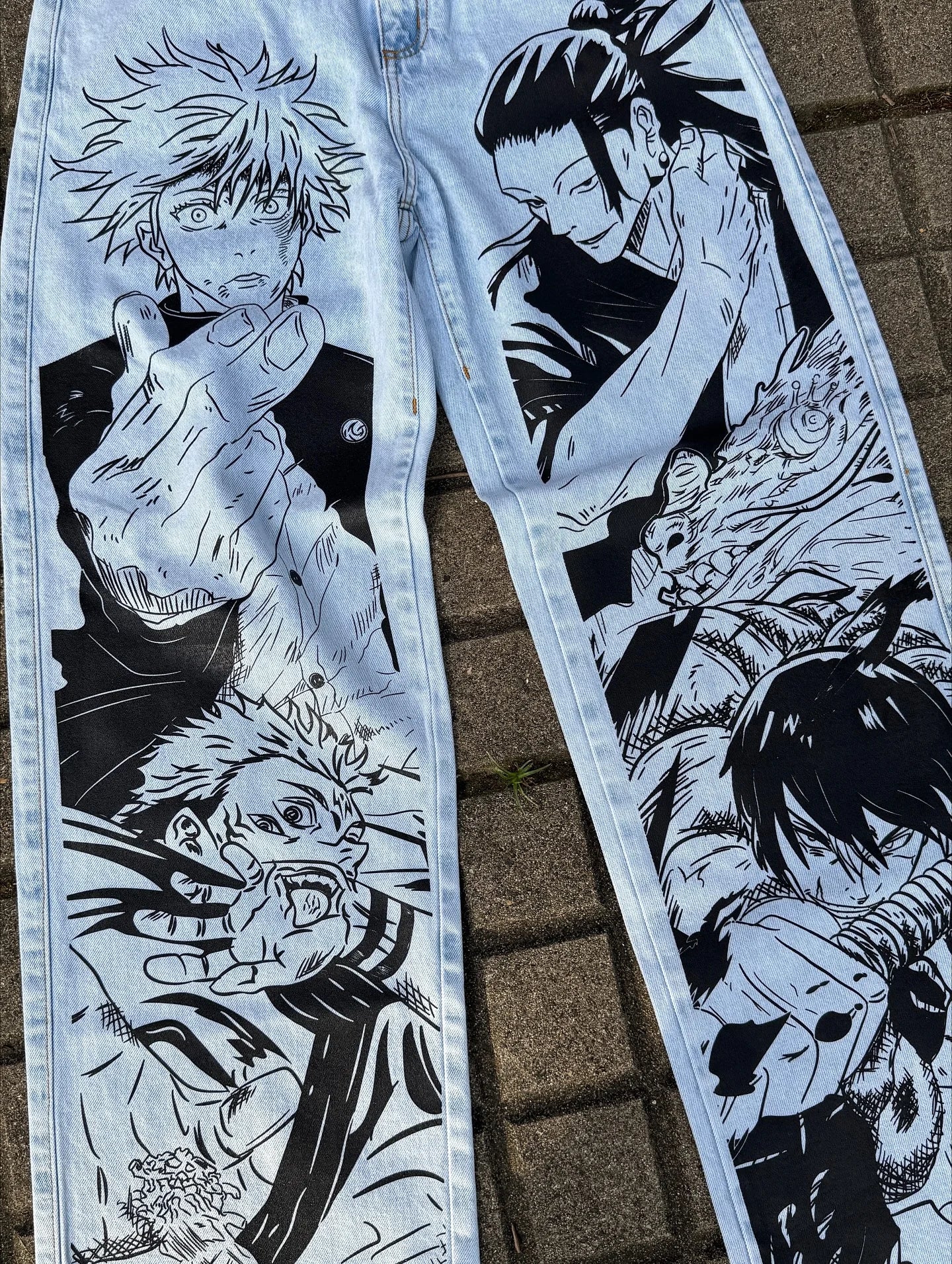 Jean Jujutsu Kaisen Streetwear mixte - Pantalon Large Harajuku Y2K