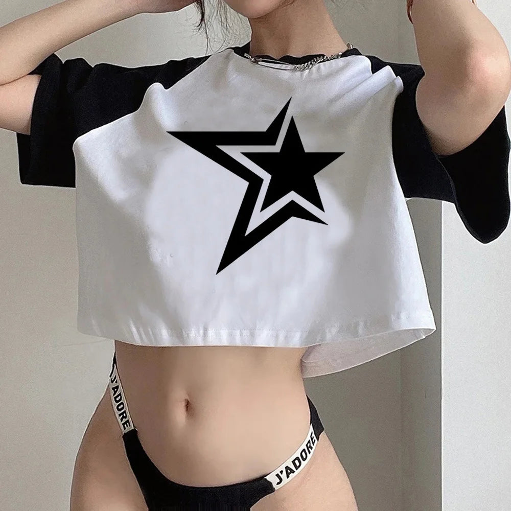 Crop Top Fairy Grunge Gothic Y2K – Kawaii 90s Short T-Shirt
