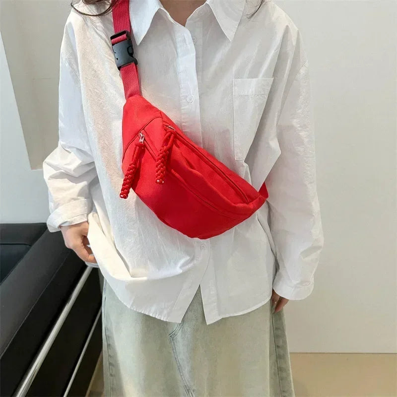 Chest Banana Bag for Women Sling Crossbody Waist Pack Canvas Running Waist Bag Casual Fanny Packs Sport Half Moon Belt Bag