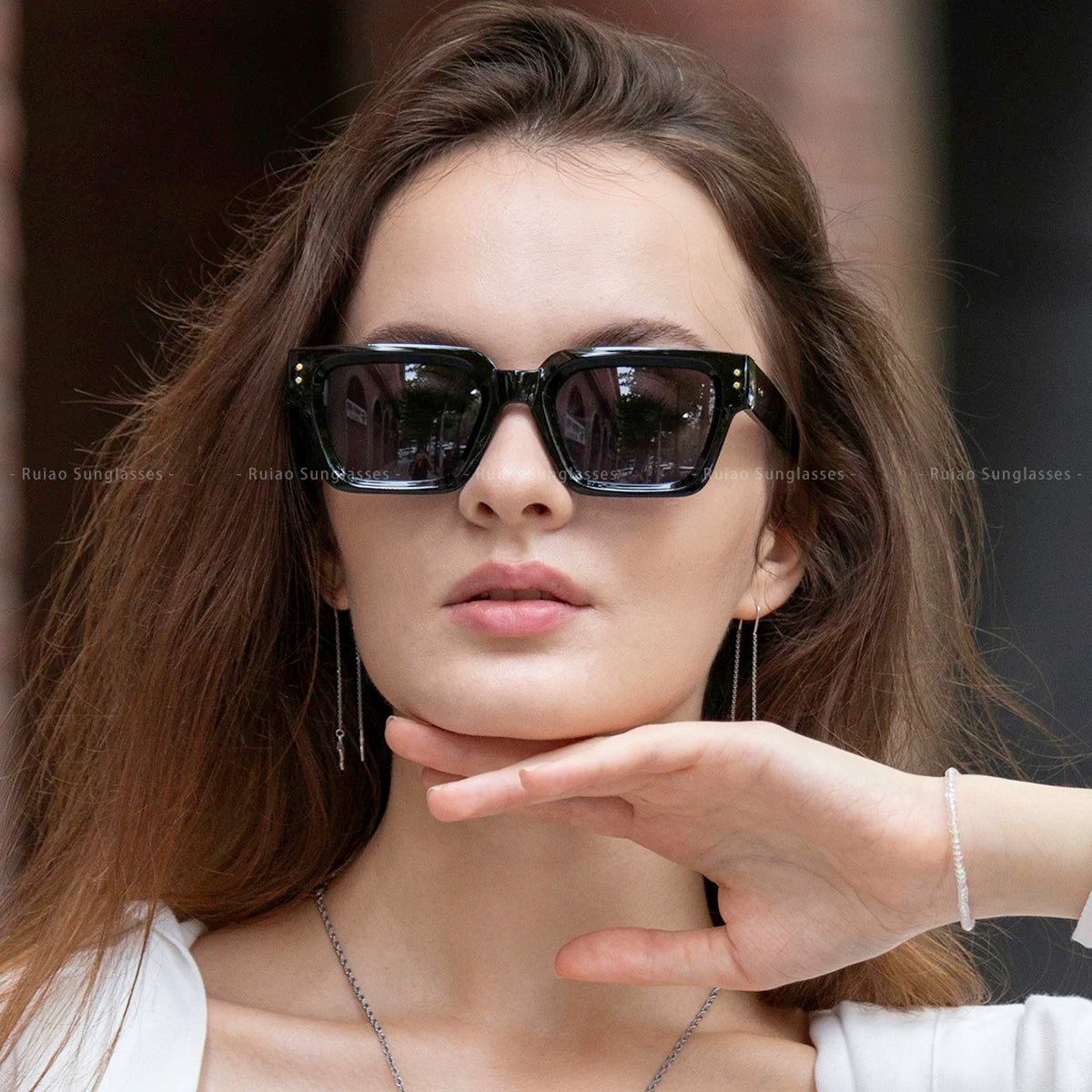 Ruiao Luxury Square Sunglasses for Men – Designer Black Shades UV400
