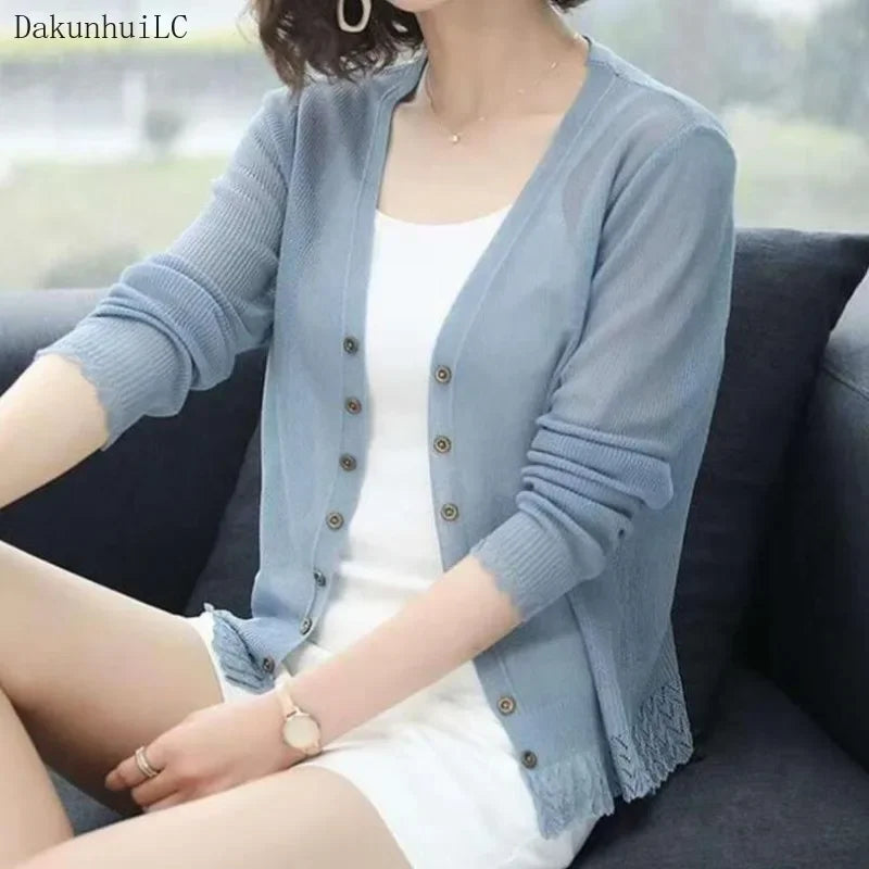 New 2026  Summer Cardigan Women Hollow Out Shawl Knitted Sweater Female Cardigans Women Thin Jacket Coat Ladies Tops